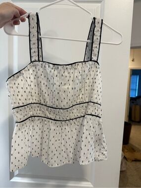 GAP White Peplum Camisole with Black Dot Trim